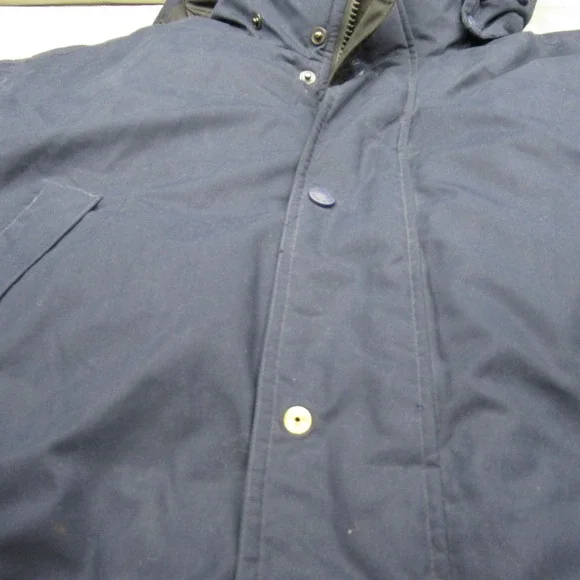 Eddie Bauer Down Jacket Mens XL‎ Tall Blue Hooded Insulated Wool Blend Full Zip